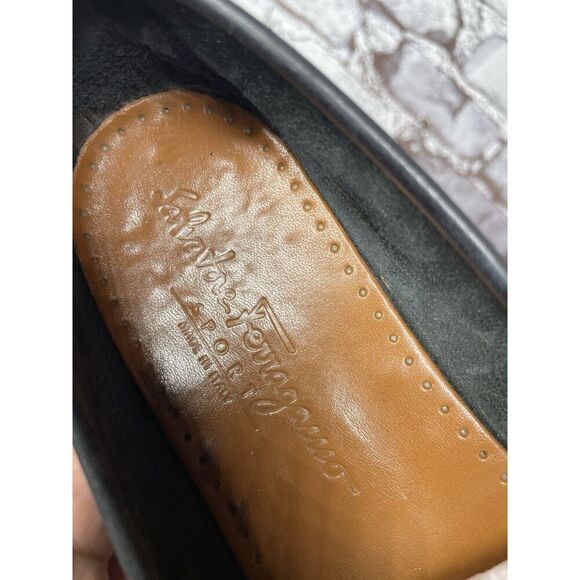Salvatore Ferragamo Sport Black Suede Almond Toe Loafers Women’s 8.5AA US/38.5EU - Picture 12 of 16